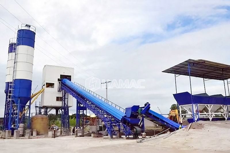 Belt conveyor concrete batching plant