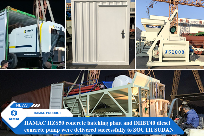 <b>HZS50 concrete batching plant and DHBT40 diesel concrete pump  to SOUTH SUDAN</b>