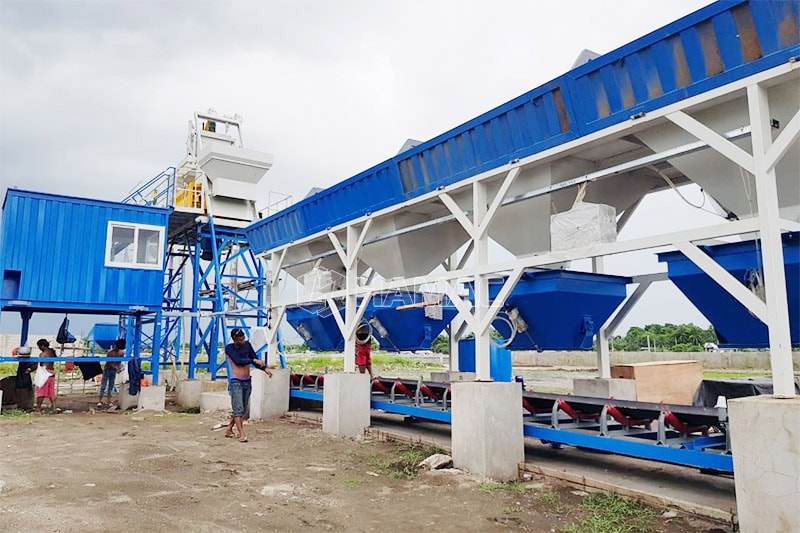Separate weighing system for the aggregates and sand