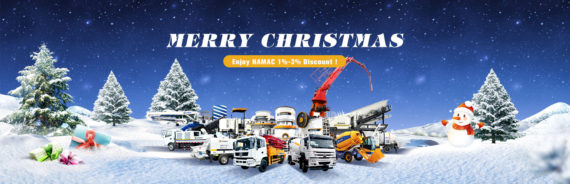 HAMAC, a global leader in construction equipment, provides premium solutions such as concrete batching plants, mobile plants, pumps, and truck mixers. This holiday season, we celebrate our valuable partnerships and eagerly anticipate supporting your upcoming projects with our dependable and innovative equipment.