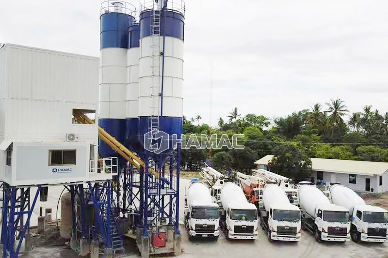 Mixer tuck and pumpcrete truck in the batching plant cebu