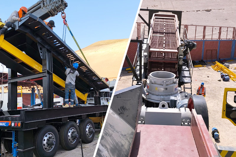 Mobile crushing plant assembly in Arequipa, Peru